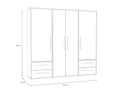 Armario con 4 puertas batientes y 4 cajones PRIMAVERA