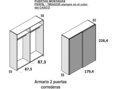 Armario de 2 puertas correderas FLORIDA