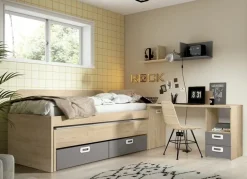 Cama de 90 ó 105 con cama oculta y 2 cajones CLEO