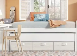 Cama superior de 90 ó 105 cama oculta y 3 cajones CLEO