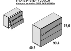 Cómoda de 3 ó 4 cajones con guías FLORIDA PLUS