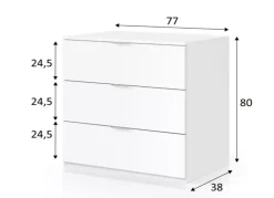 Cómoda de tres cajones COVA
