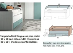 Dormitorio compacto bajo 3 contenedores con guías corban PLUS