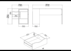 Mesa escritorio rincón cajones FIRE