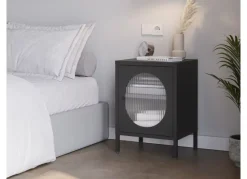 Mesita 1 puerta cristal metálica COLORS