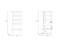 Sinfonier 3 cajones más 1 contenedor haya y ratán CALABRIA